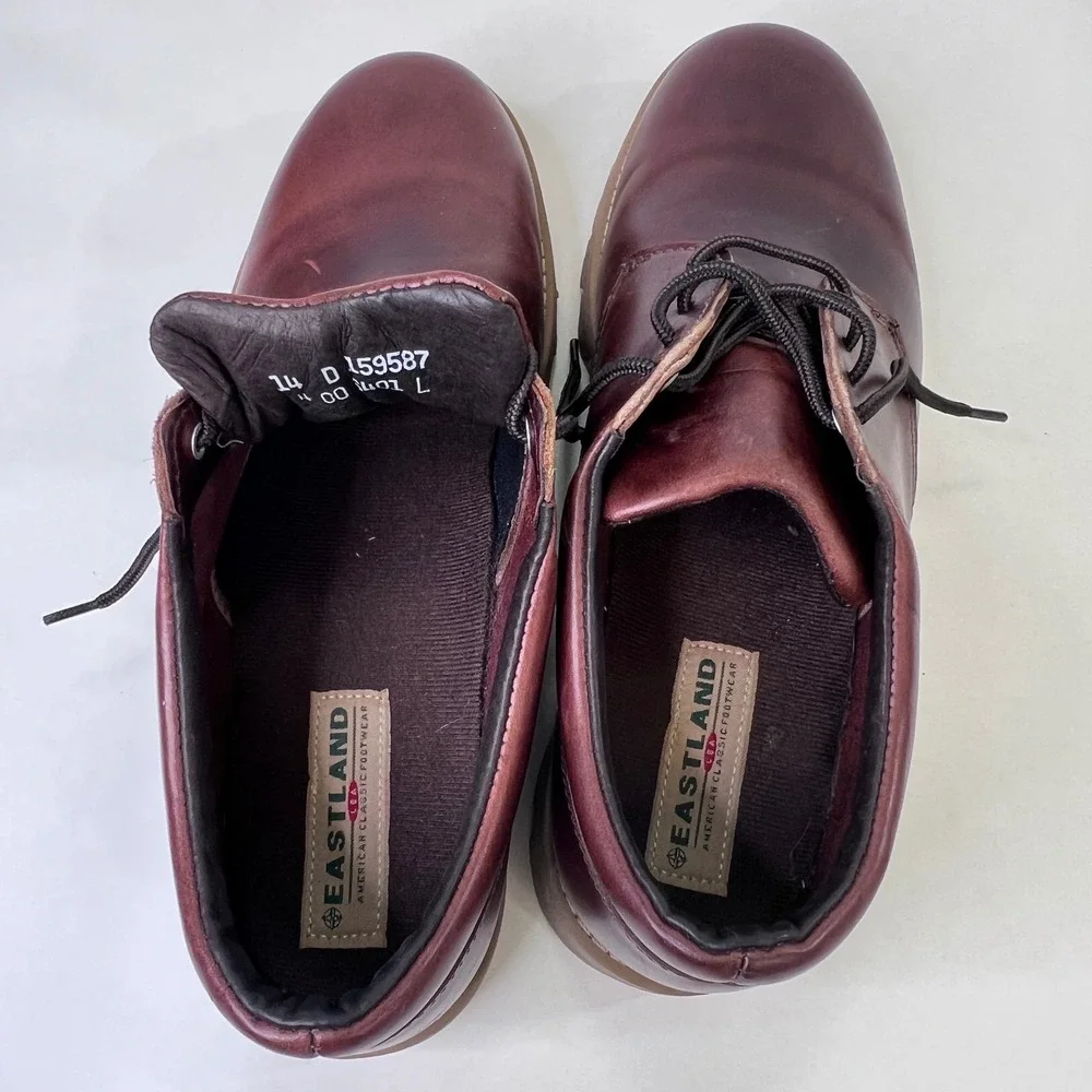 Eastland Mens Burgundy Leather Vibram Lug Sole Oxford Shoes 14 D 6401 L